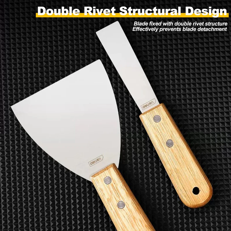 Stainless Steel Putty Knife Wood Handle 1/2/3/4/5 Inch Oil Grease Scraper For Wall Repair Painting Cleaning Sticker Removal