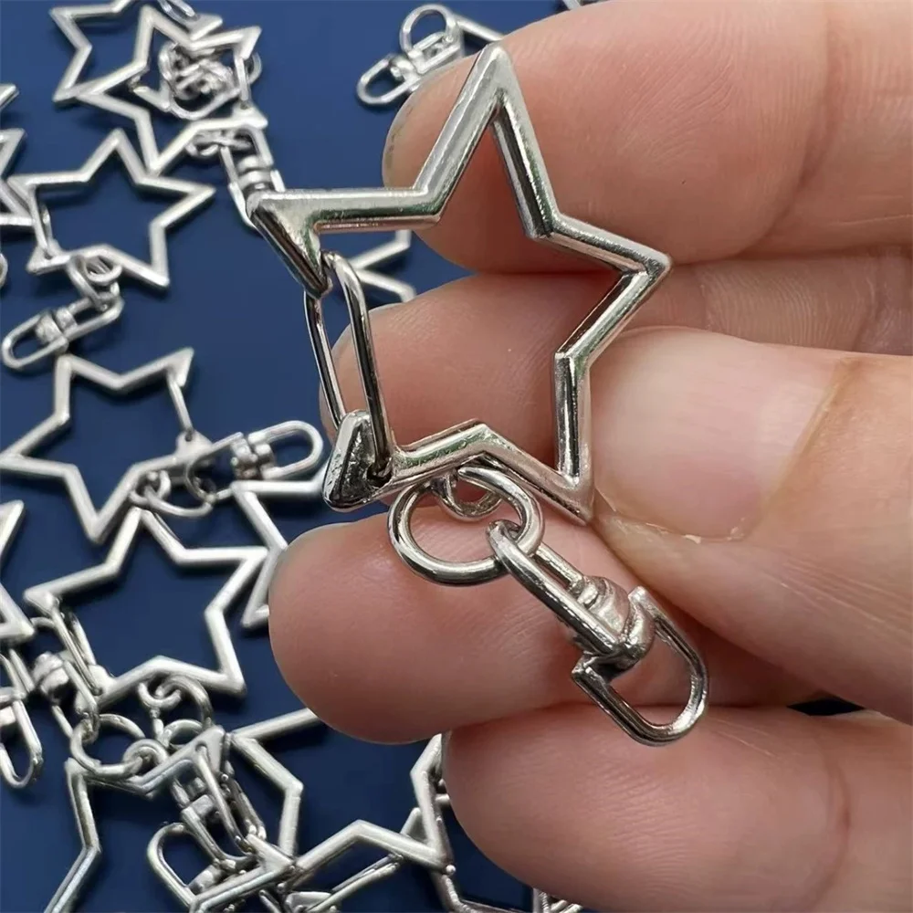 10 Peças Novas de Anéis de Chave em Forma de Estrela Pentagrama, Acessórios DIY para Chaveiro, Fecho Lagosta, Materiais para Confecção de Joias