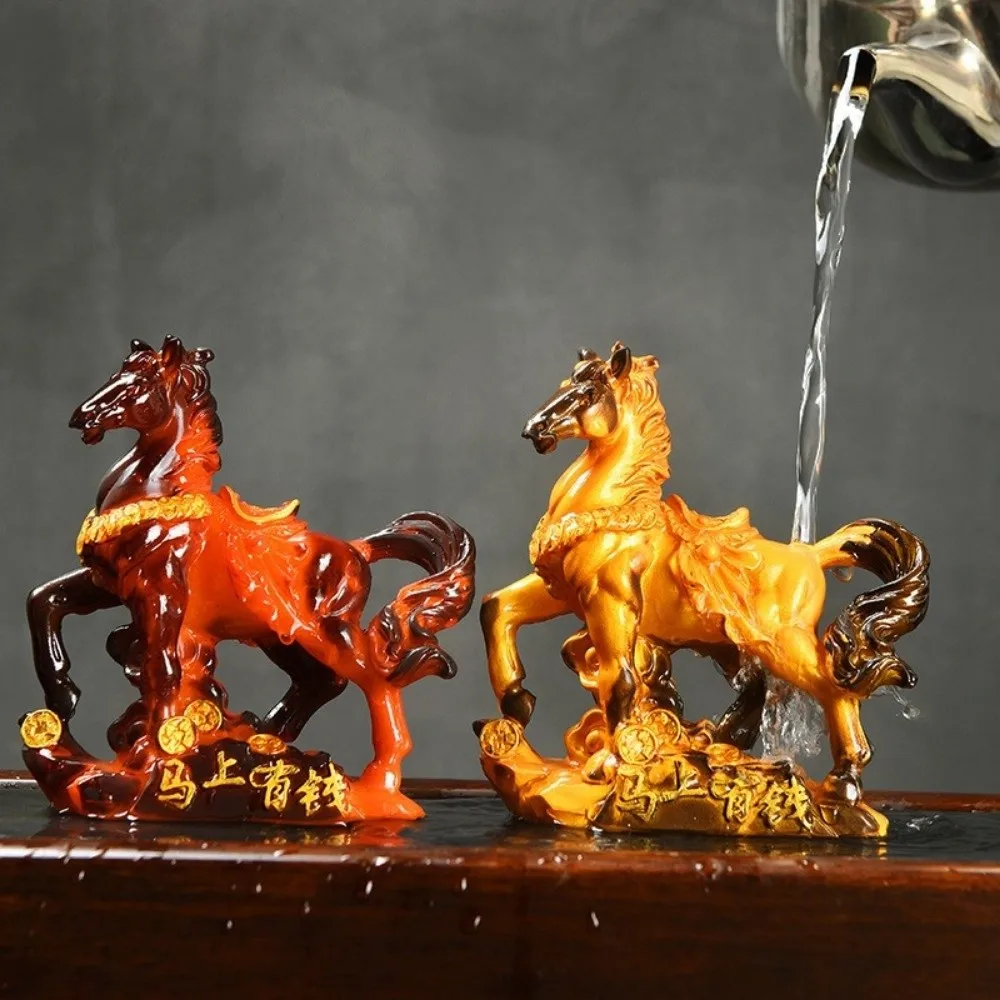 

Color Changing Colored Tea Pet Money Symbol Base High Temperatures Resin Horse Statue Gift Wealth Display