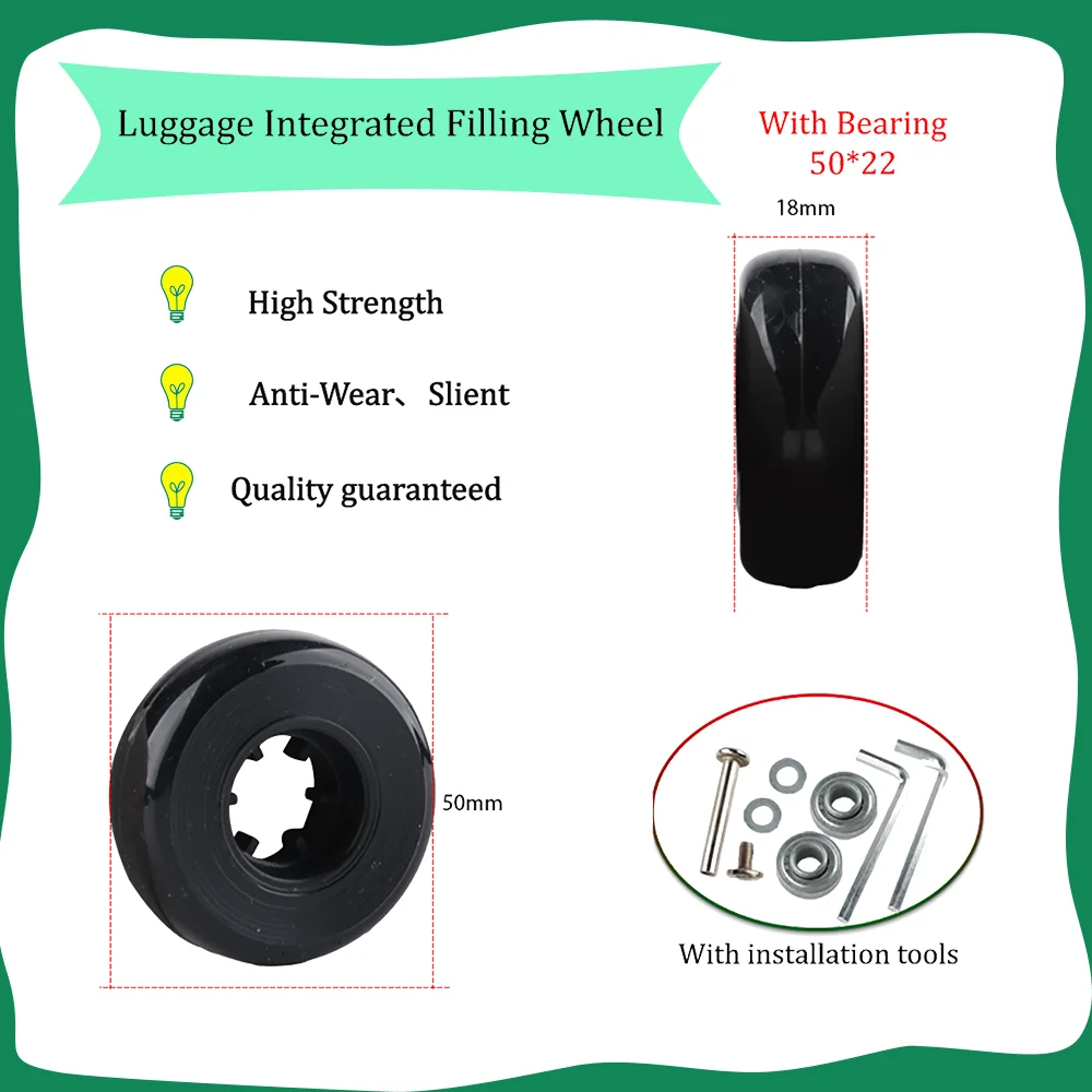 50-22 Luggage Wheel Replacement Parts Suitcase Single Wheel Trolley Case One High Elastic Filling Wheel Mute Wheel Repairing