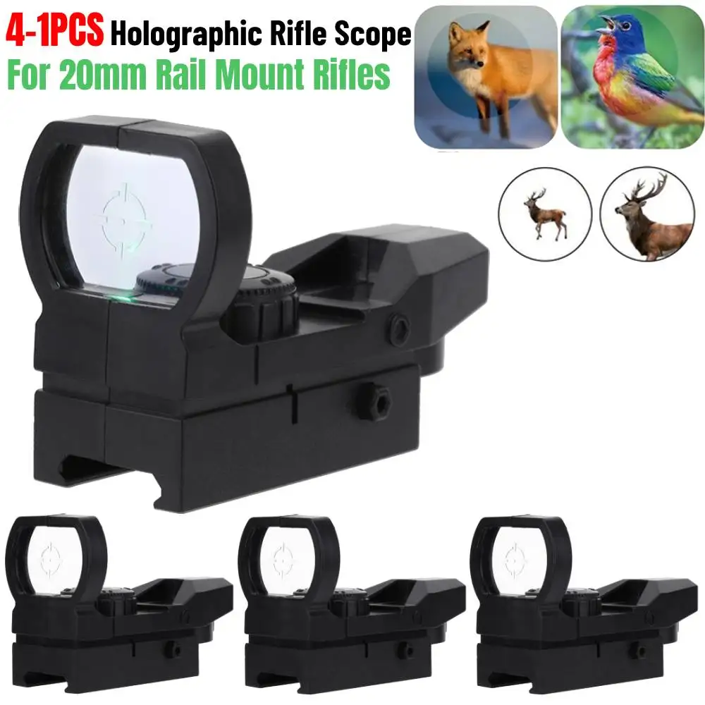 Holographic Rifle Scope for 20mm Rail Mount Rifles ABS Green Dot Sight Reflex Optics Compact Sights Scope Collimator Accessories