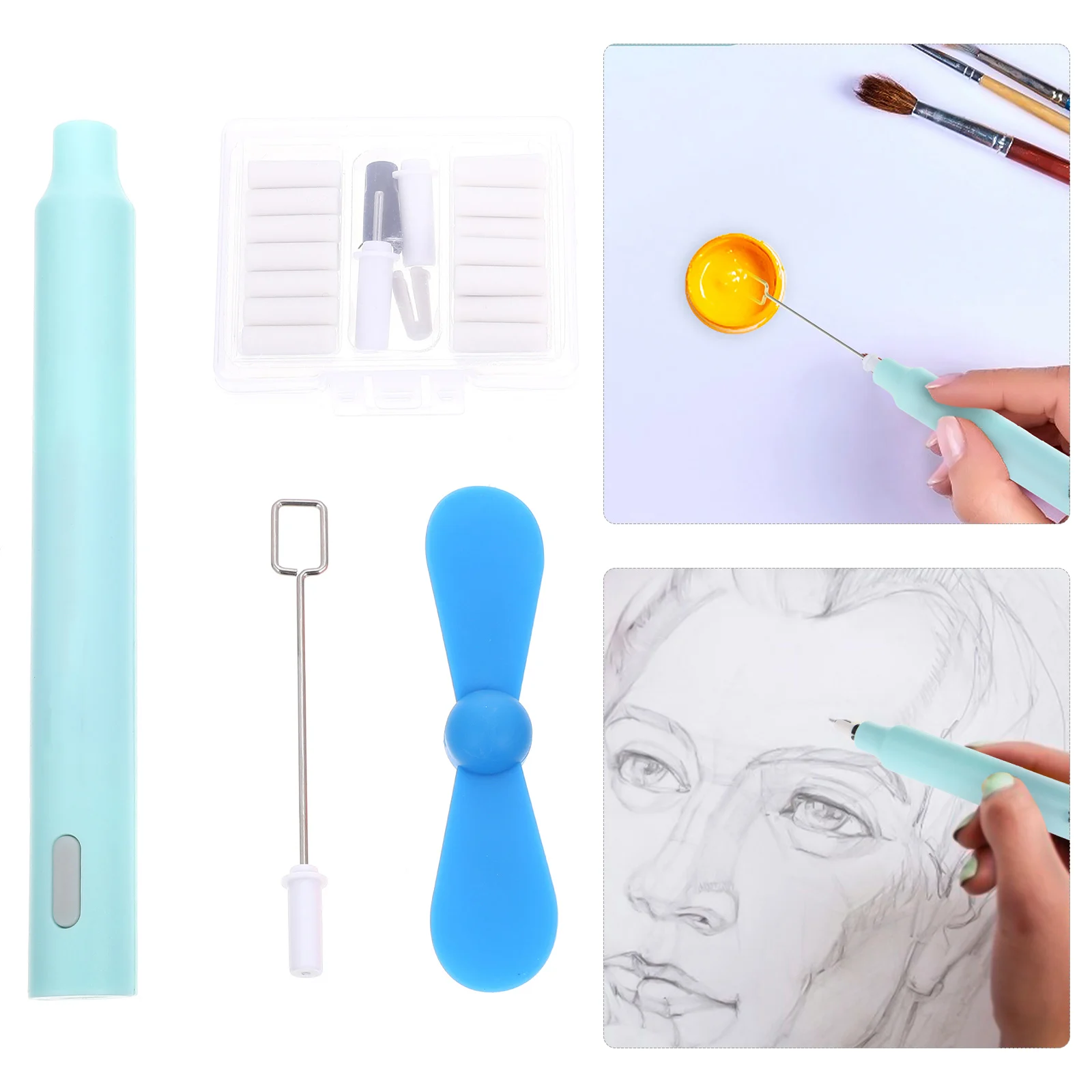 1 Set 1 Set Penghapus Elektrik Portabel Gambar Seni Sketsa Alat Tulis Siswa Pengerjaan Halus Pengoperasian Mudah Desain Sederhana Sekolah