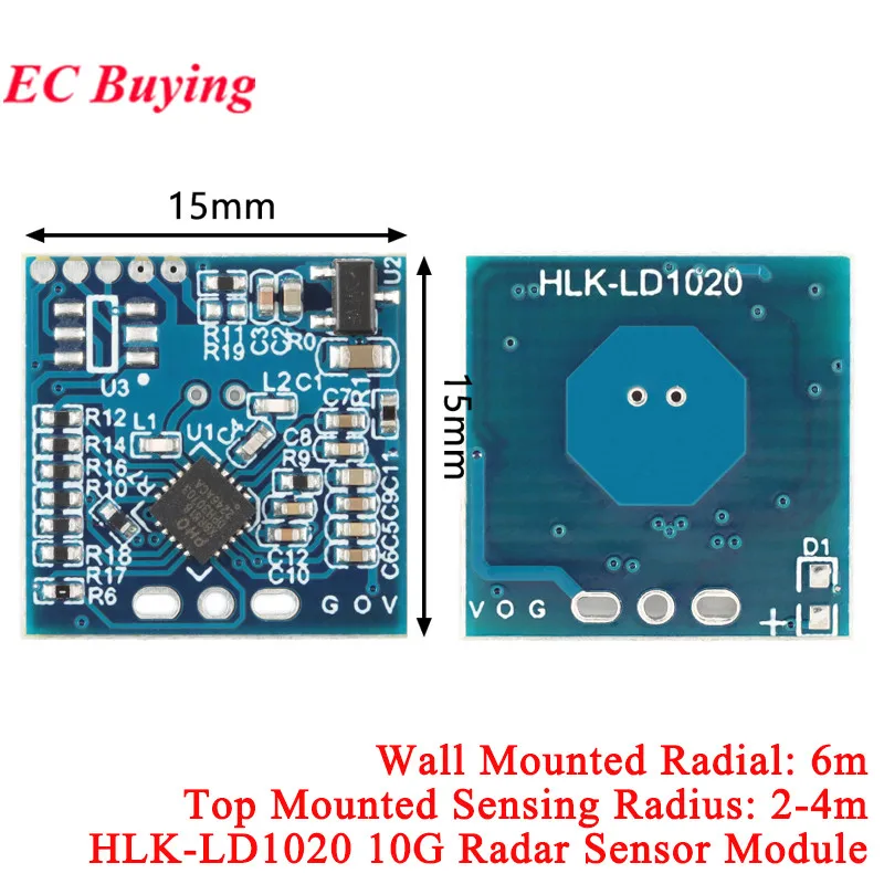 

10Pcs/1pc HLK-LD1020 10G Intelligent Human Microwave Induction Radar Module 10.525GHZ Low Power Micro-motion Sensing Detection