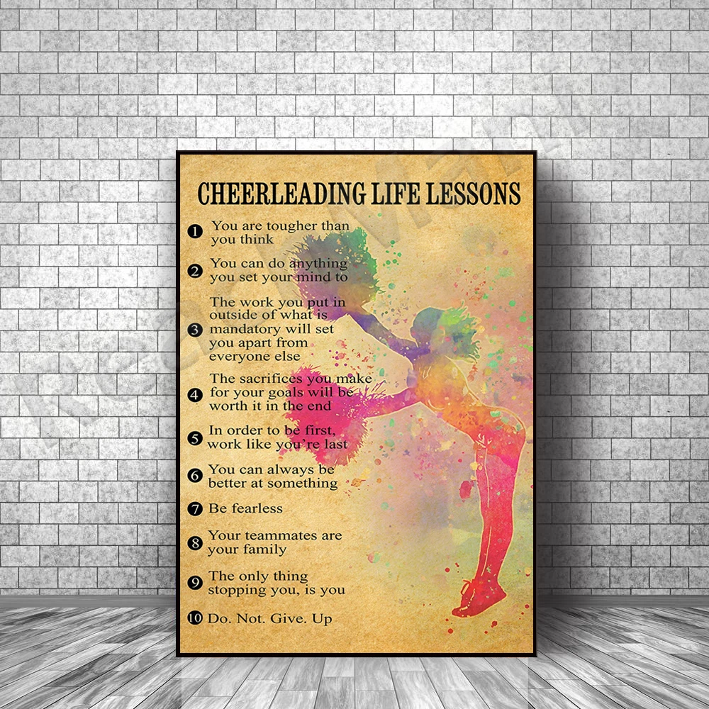 Cheerleading Life Lesson Poster, Cheerleading Gifts for Girls, Cheerleading Decorations, Cheerleading Sports Posters