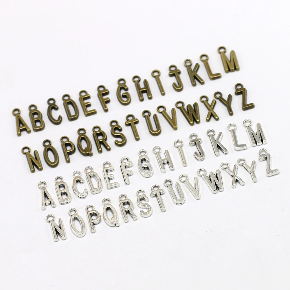 

50 Pcs Letter Charm Pendants Jewelry Making Charms for Blind Necklaces Keychains Accessories Engravable Metal Small