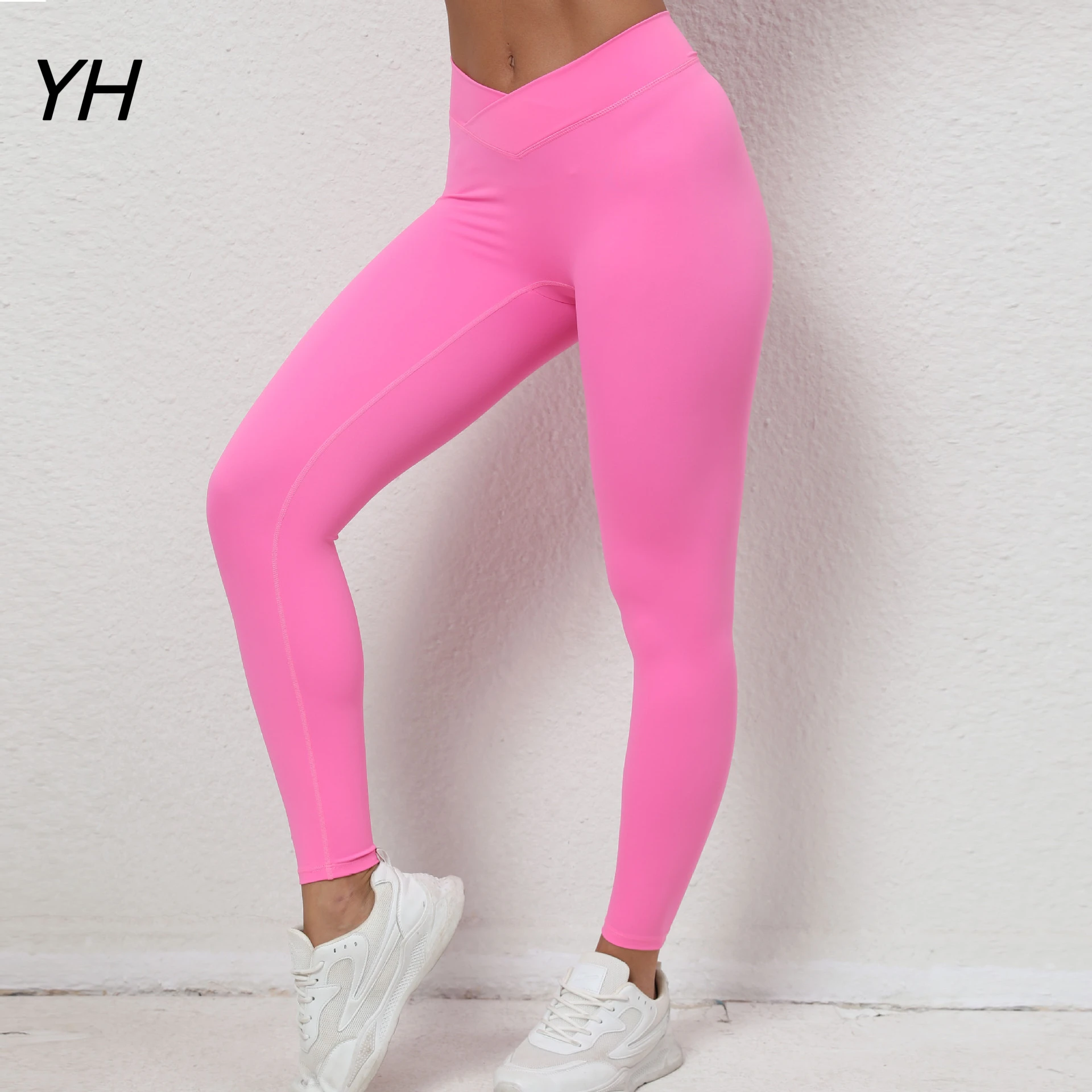 V Cross Waist Fitness Pants Women Nude Feeling Buttock Lifting Yoga Pants Quick Dry Push-Up Tights Sweatpants Gym Leggings Women