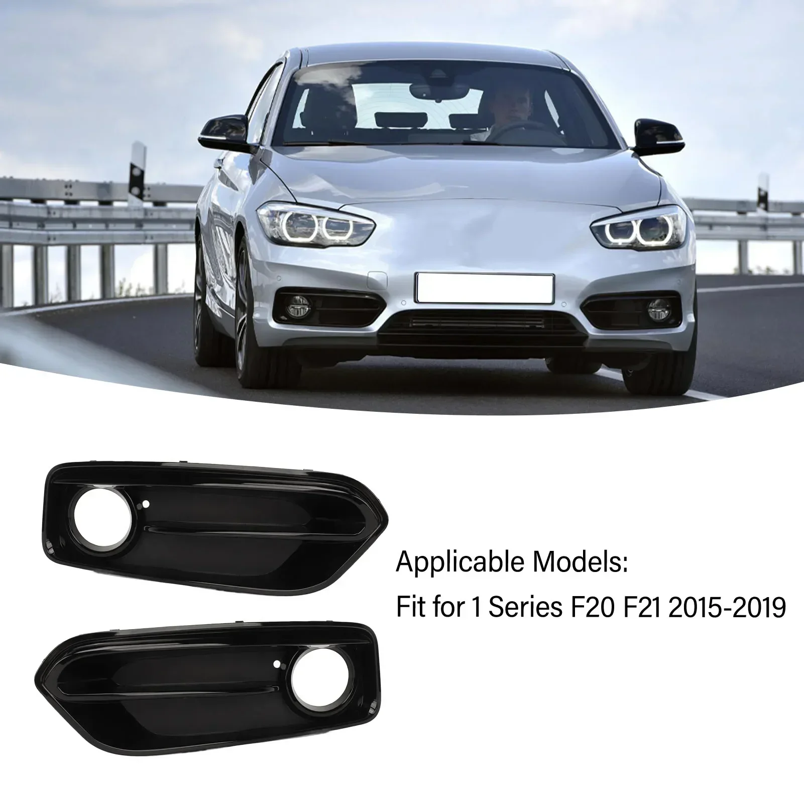 

1 Pair of Fog Light Grille Pair Fog Lamp Bezel ABS OE 51117371667 51117371668 For BMW 1 Series F20 F21 2015-2019 Replacement