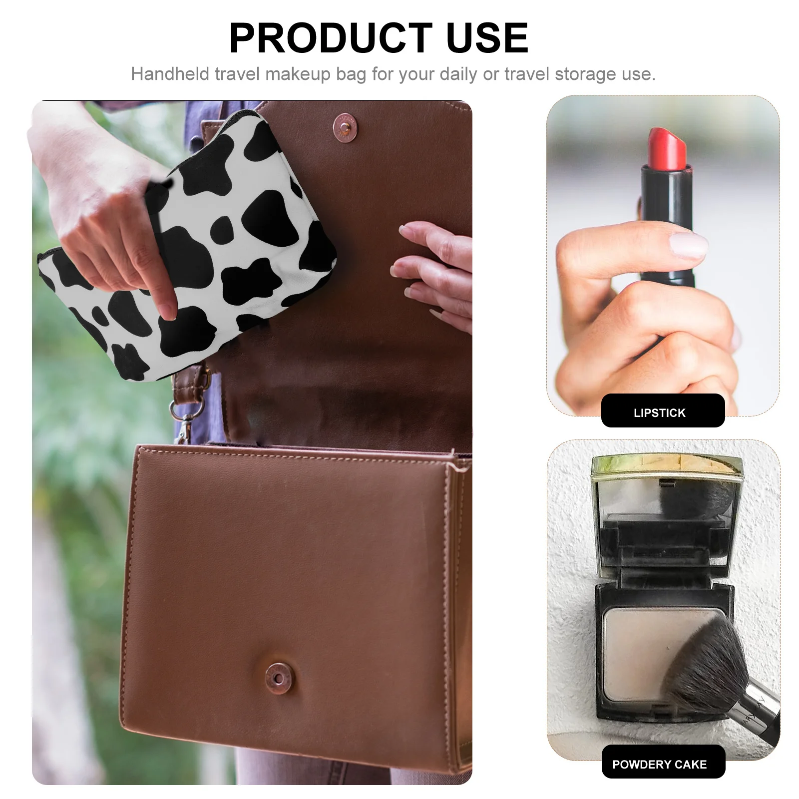 

1Pcs Cow Design Makeup Pouch High Quality Travel Bag for Women Waterproof Wash Bag Compact Storage Pouch Gift