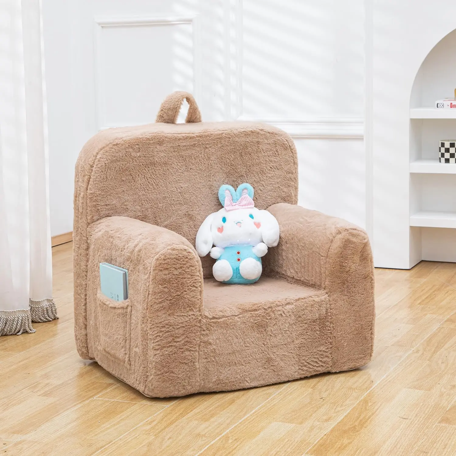 

Snuggly-Soft Cuddly Toddler Plush Armchair for Boys and Girls Fuzzy Plush Kids Sofa Couch Reading Chair with Children Friendly