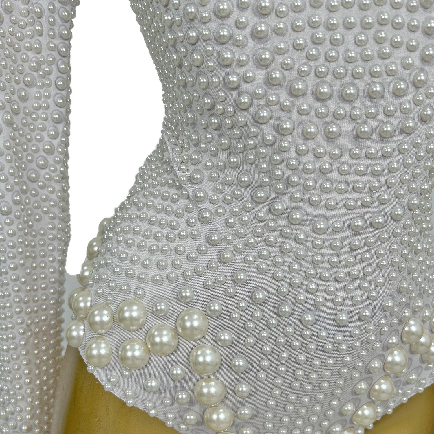 Fashion Elegant Pearl Jumpsuit Acrobatics Performance Pole Dance Stage Performance Costume Beach Pool Party Tight Shorts juanzhu