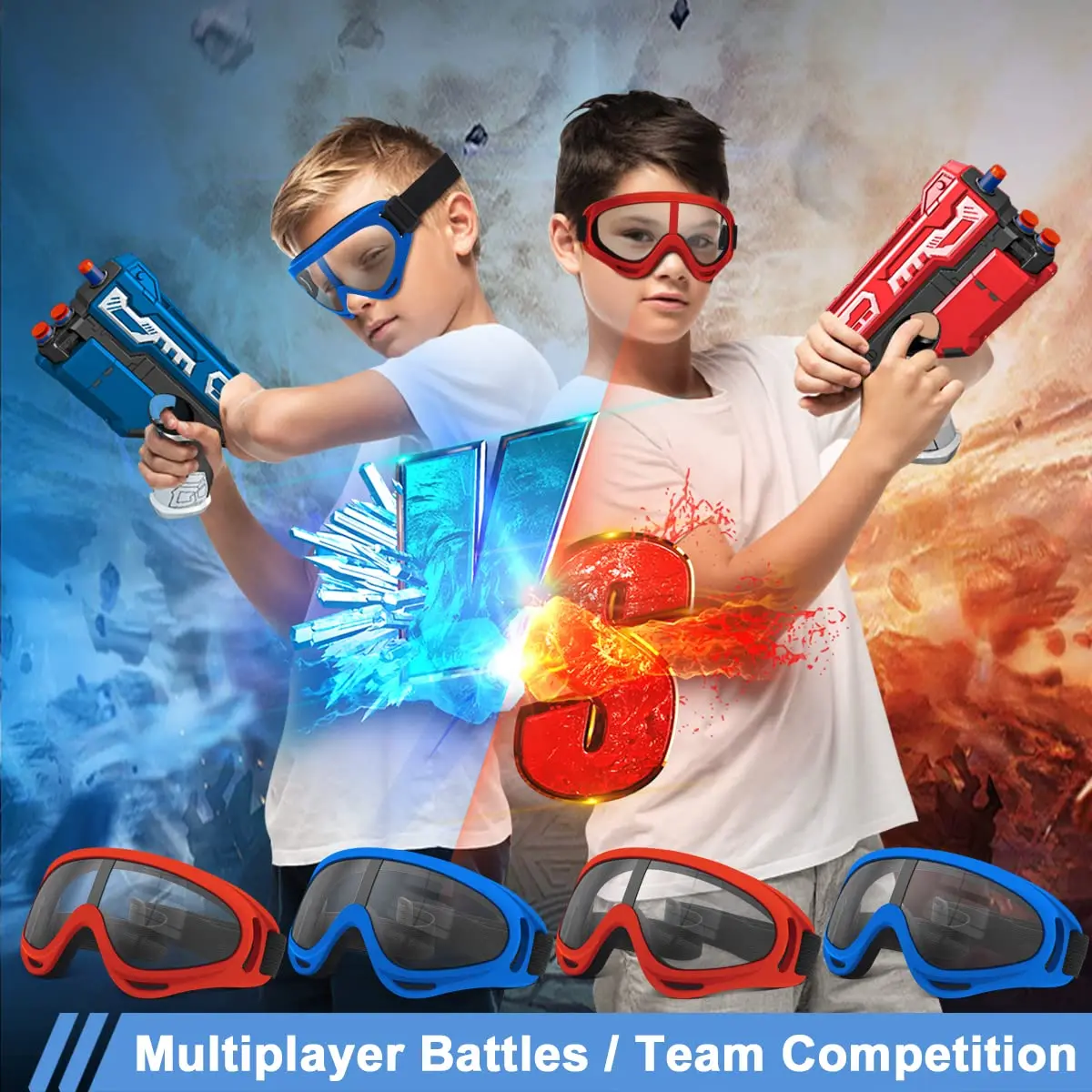 Protective Goggles / Safety Glasses / Motorcycle Eyewear Compatible with Nerf Guns for Kids Teens Game Battle Outdoor