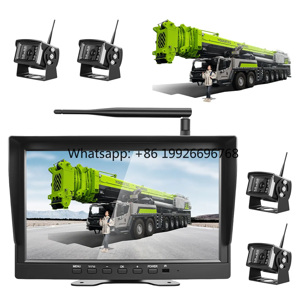 2.4G Wireless Truck Reversing Parking Camera System, 10 Inch IPS Monitor with Ip68 Waterproof IR Camera for Commercial Vehicle