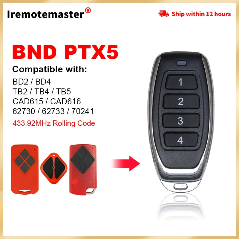 

Replacement B&D PTX5 BND Tritran Garage Control-A-Door BND/TB5/BD4/Diamond Remote