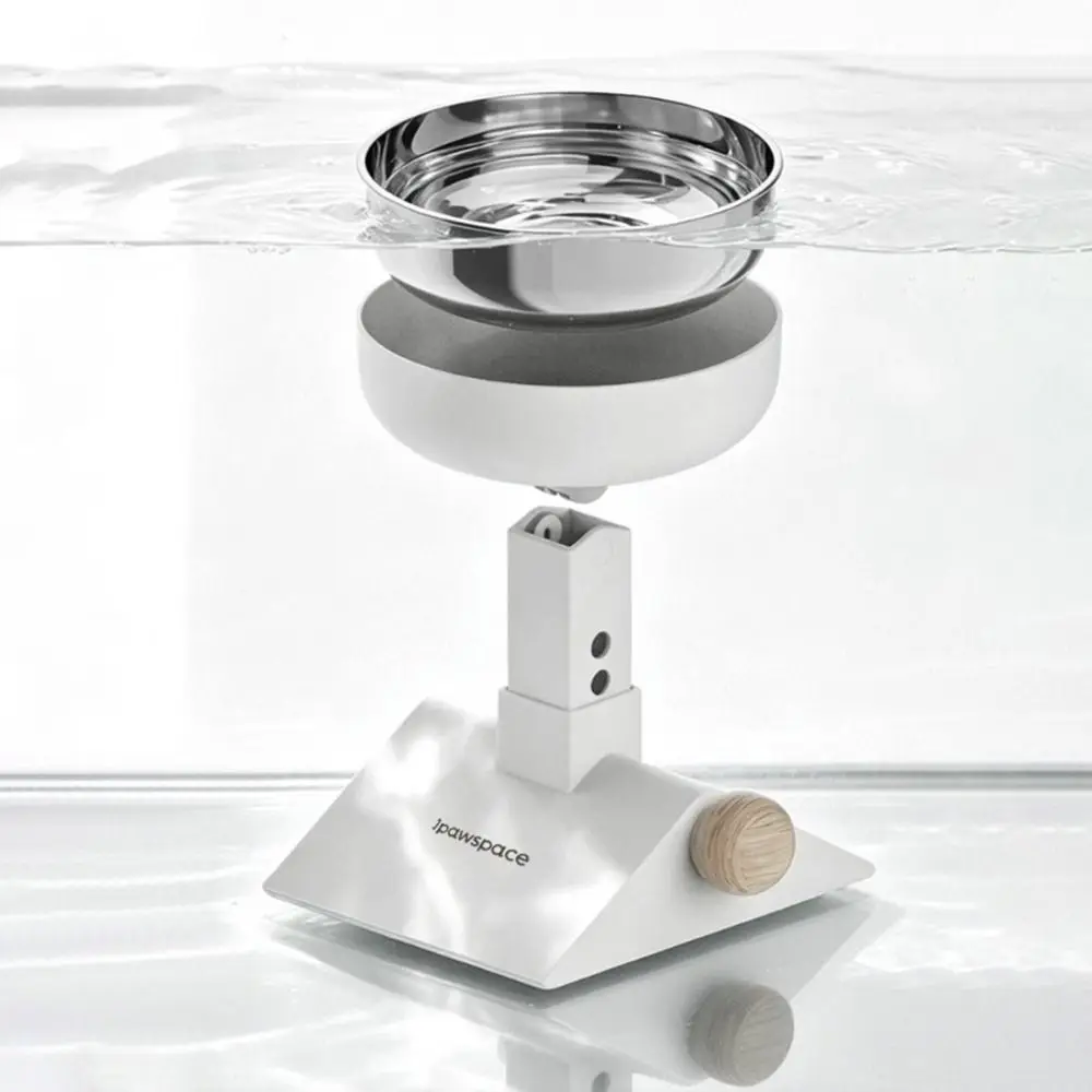 Stainless Steel Adjustable Height Cat Food Bowl 750 ML Neck Protection Cat Elevated Bowl Large Capacity Anti-spill