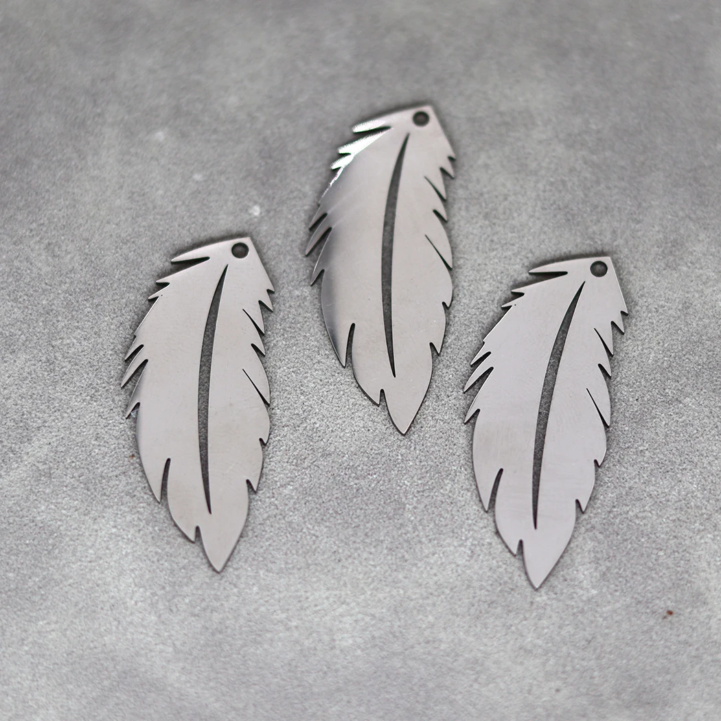 3pcs New Trendy Feather Leaf Charms Stainless Steel Pendant Fit Bracelets Earrings Women Jewelry Making Craft diy Accessories