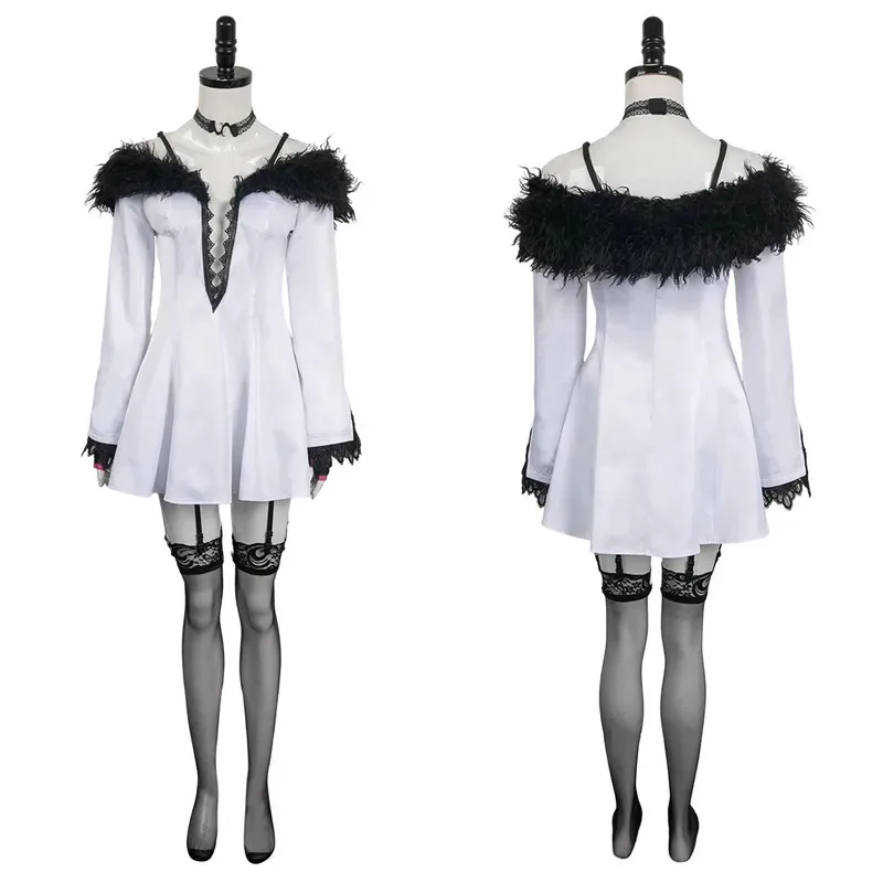 

2025 11 Lili Cosplay Anime Game Tekken8 Costume White Plush Set Halloween Carnival Party Disguise Roleplay Suit For Female Women