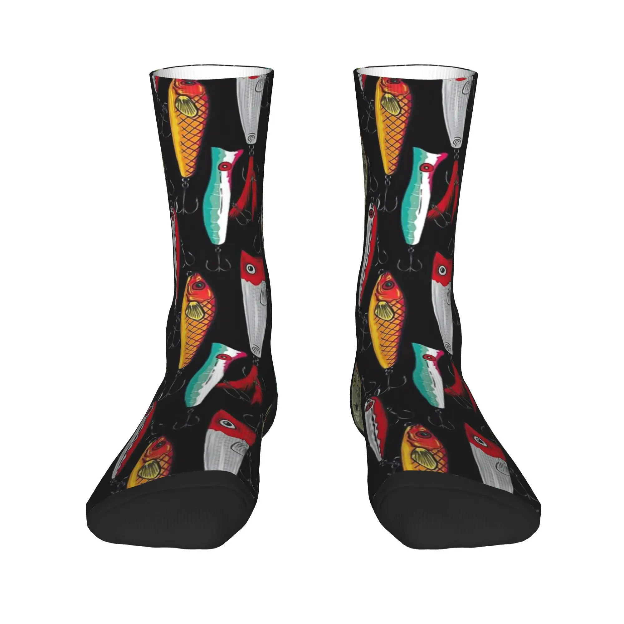 Fish Bait Socks Colorful Printed Fish Fishing Pattern Fashion Stockings Winter Anti Skid Couple Socks Comfortable Outdoor Socks