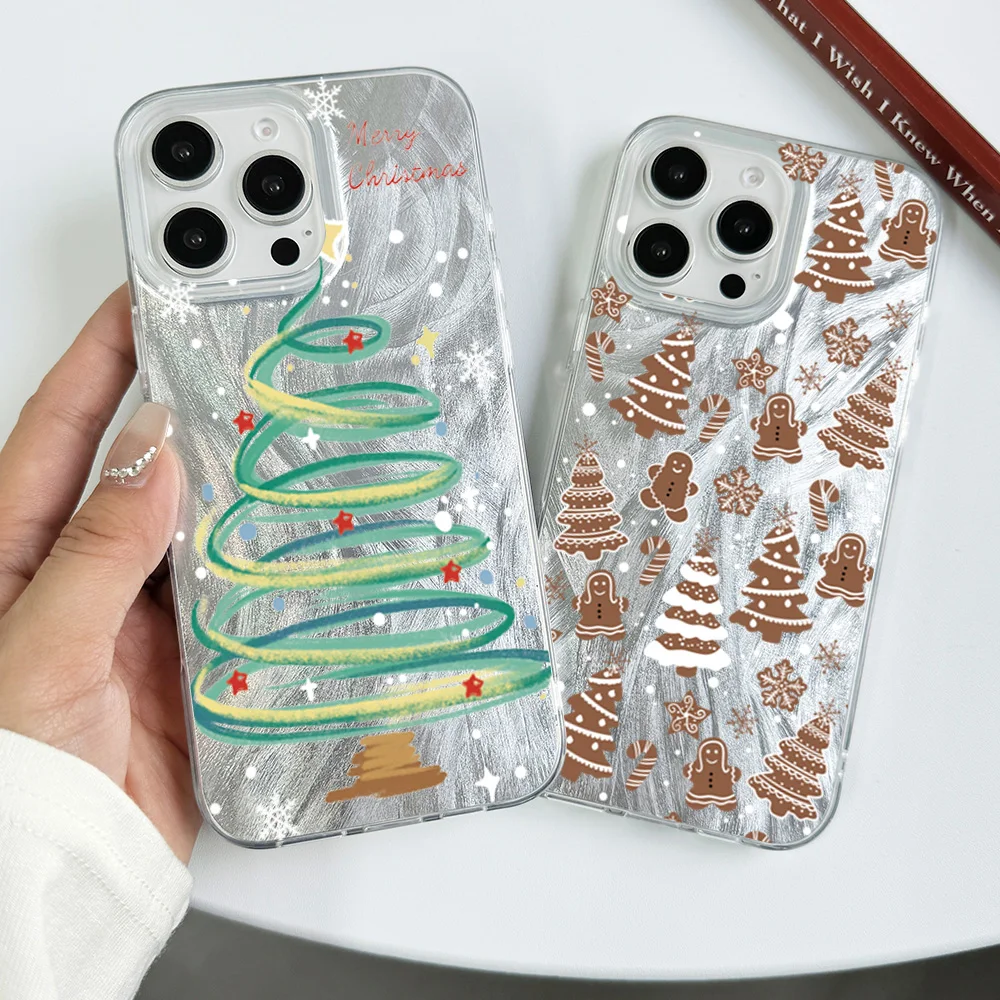 

Phone Case For IPhone 16 15 Pro Max 7 8 Plus SE2 X XS Max XR 14 13 12 11 Pro Max Star Christmas Tree Silicone Shockproof Cover