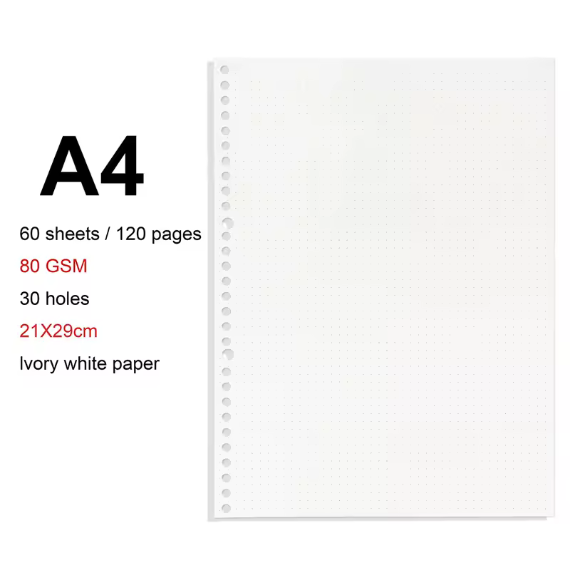 A4/B5/A5 Loose Leaf Refill Binder Notebook Blank/Line/Grid/Cornell Replacable Metal Ring Office&School Supplies Stationery - Image 31