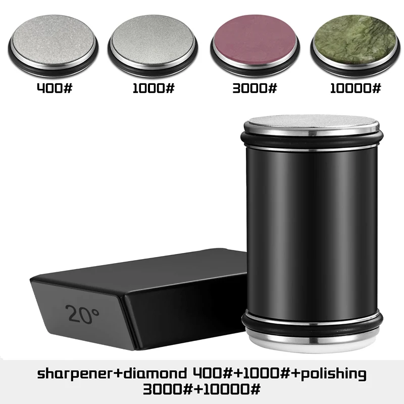 Rollende messenslijper Dubbelzijdige diamantslijpsteen 15/20 ° Graad magnetische hoekrollenslijpen voor keukenmessen