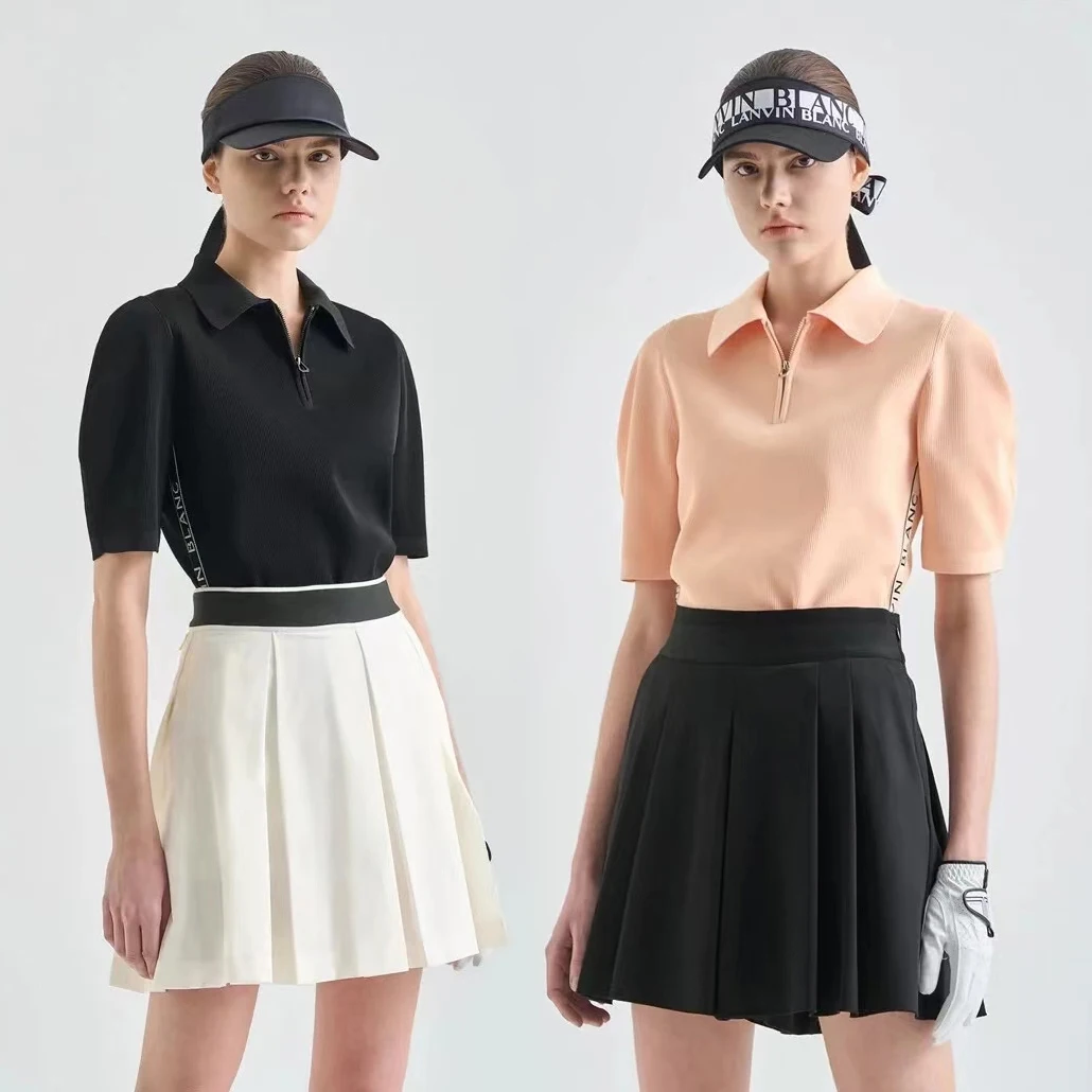 nouvelle-collection-Ete-–-vetements-de-golf-pour-femme-t-shirt-tricote-a-col-rabattu-et-fermeture-Eclair-respirant-et-anti-froid-coupe-sportive