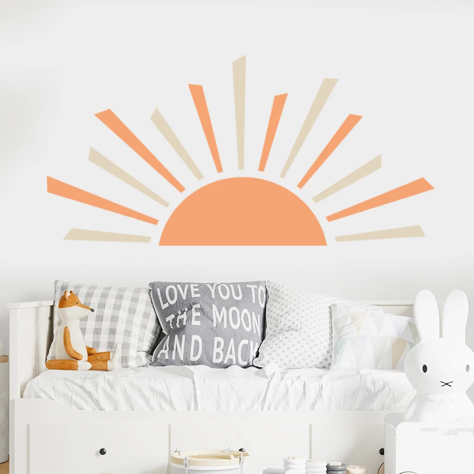 Boho Sunshine Wall Stickers Removable Vinyl Decals Peel and Stick Wallpaper for Kids Girls Boys Bedroom Home Decoration Gifts