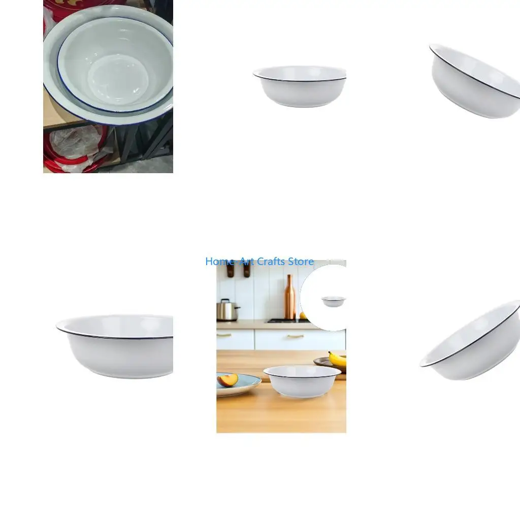 Y3NA Family Sized Enamel Mixing Basin Heat Resistant Materials Enamelware For Baking Cookie And Preparing Salads