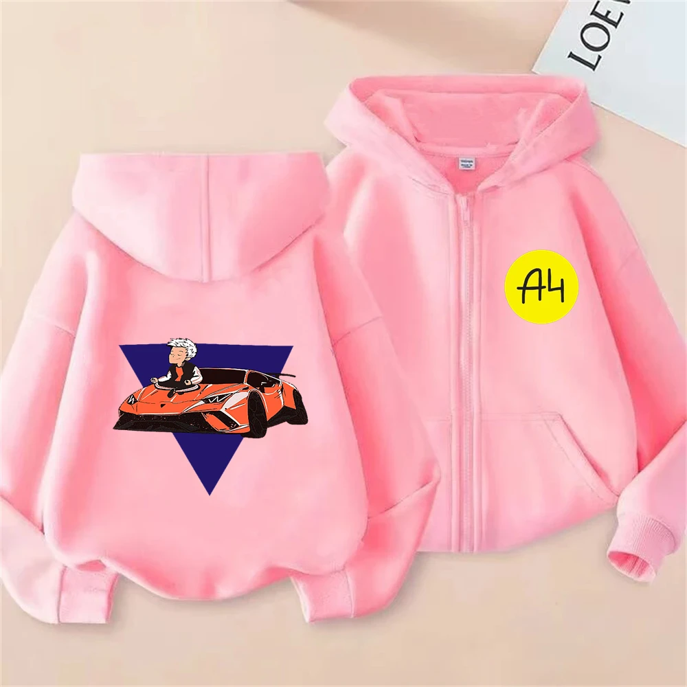 

Merch A4 Children Hoodie Kids Zipper style Hoodie Boys black Girls pink 3-12 Year Sweatshirt Long sleeves leisure Anime Tops