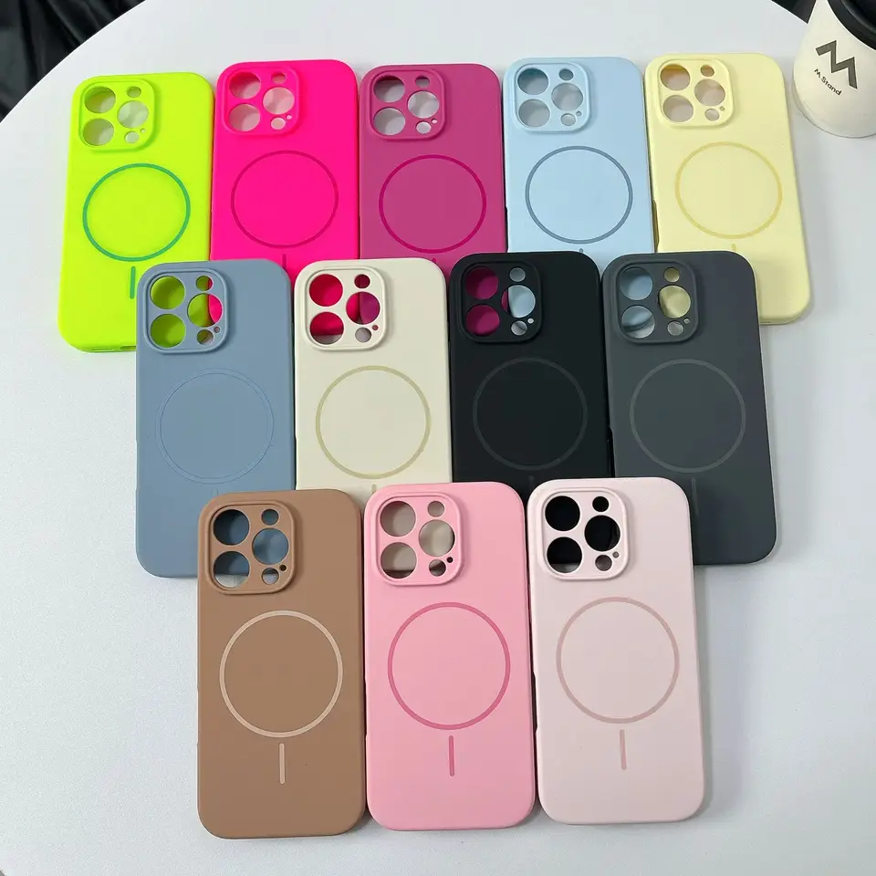 Funda original de silicona líquida fluorescente para iPhone 18 17 Air 16 15 14 13 12 Pro Max, compatible con MagSafe