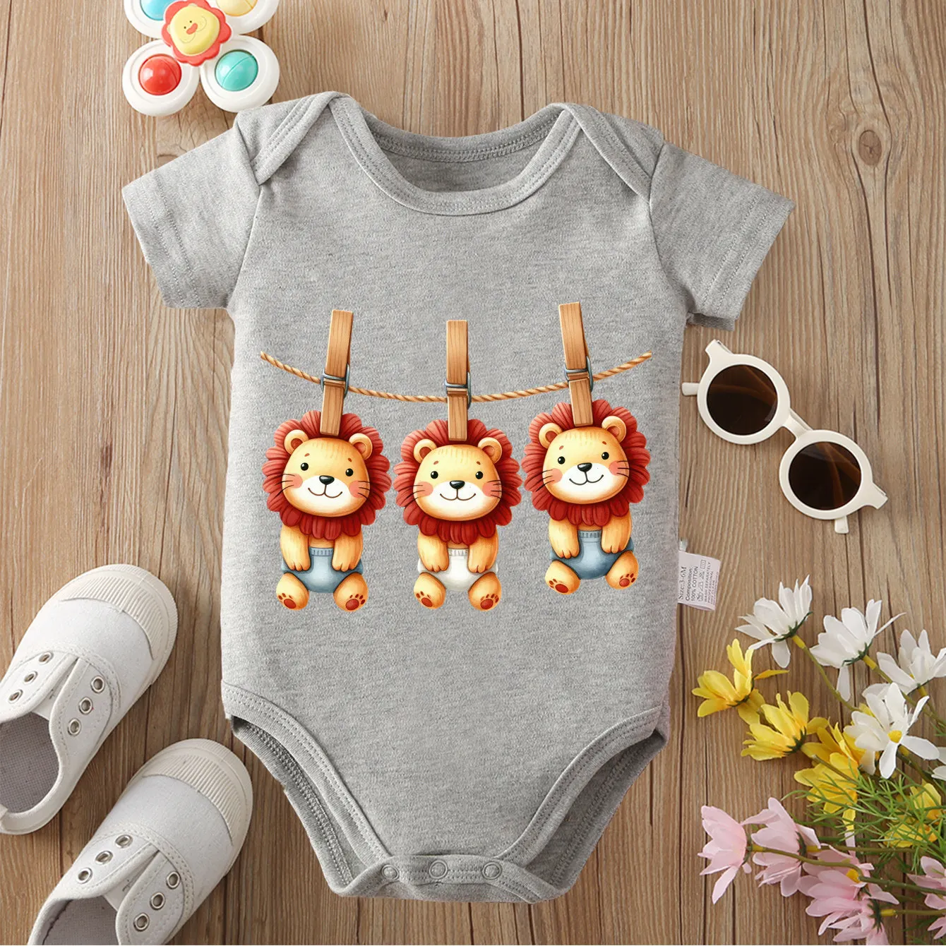 

Let's Sunbathe Together Toy Lion, ткань из 100% хлопка, удобный комбинезон для малышей, комбинезон для новорожденных от 0 до 12 месяцев