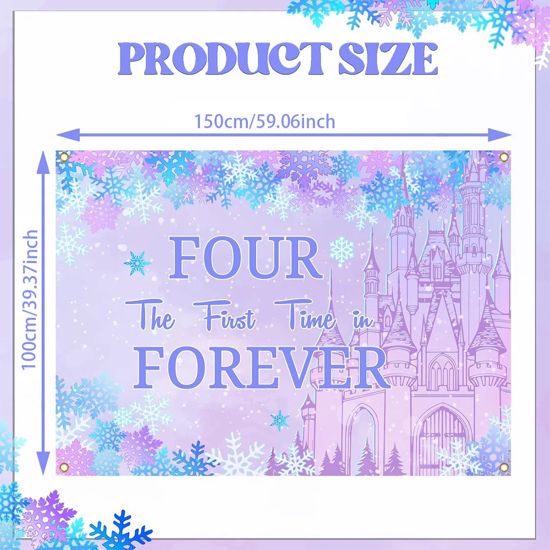 Four The First Time in Forever Birthday Decorations Winter Princess 4th Birthday Backdrop Frozen Birthday Decorations Princess view 3