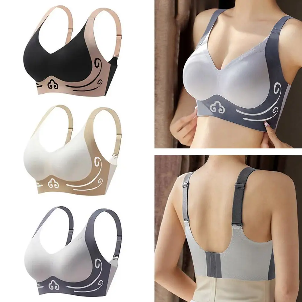 Women Push Up Bra Anti-sagging Running Shockproof Sports Sexy Seamless Small Bra Chest Lingerie Wireless Breathable F4y2