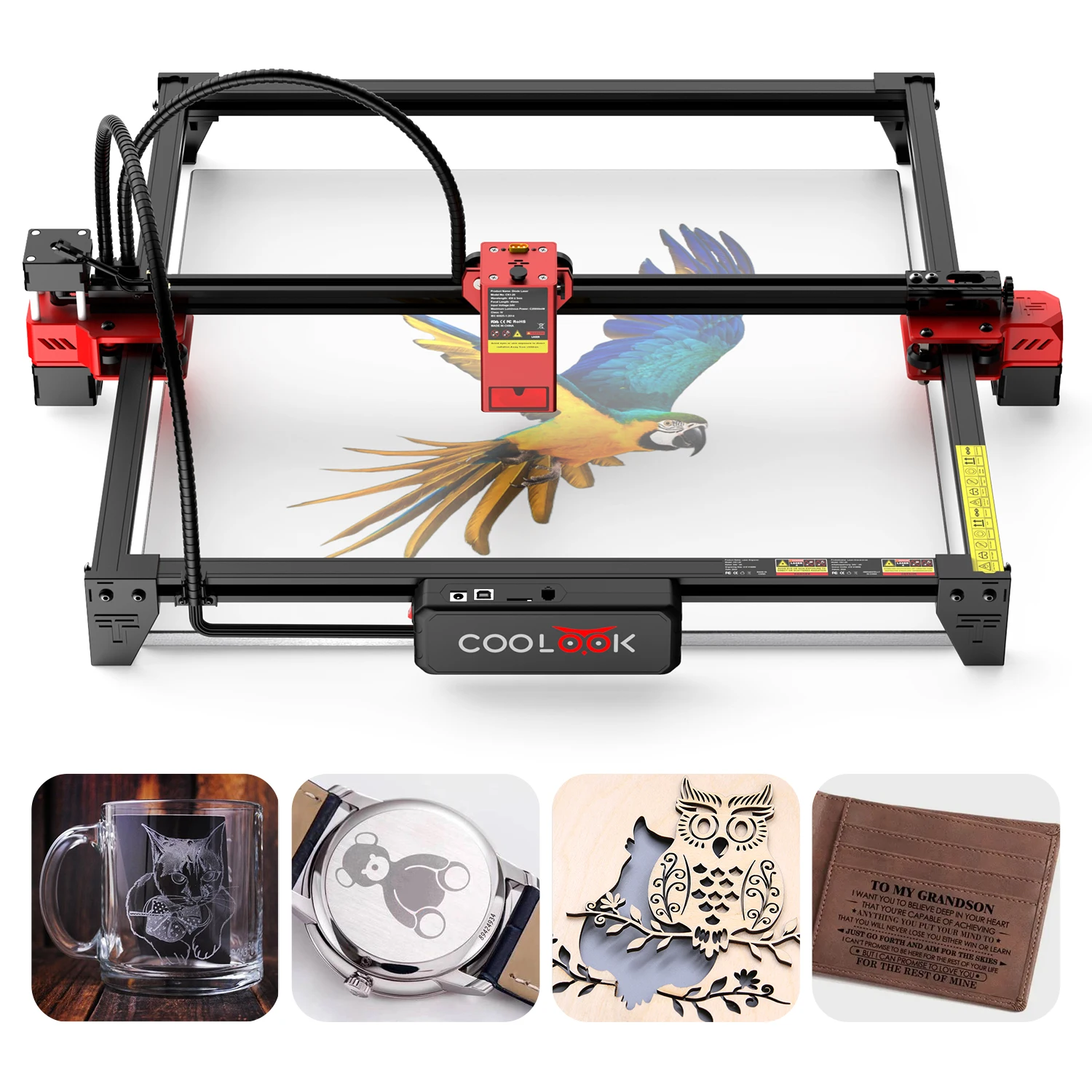 COOLOOK Laser Engraver 22W Output Power Cutting Wood Acrylic Leather 160W DIY Metal Laser Engraving Machine For Engraving Glass