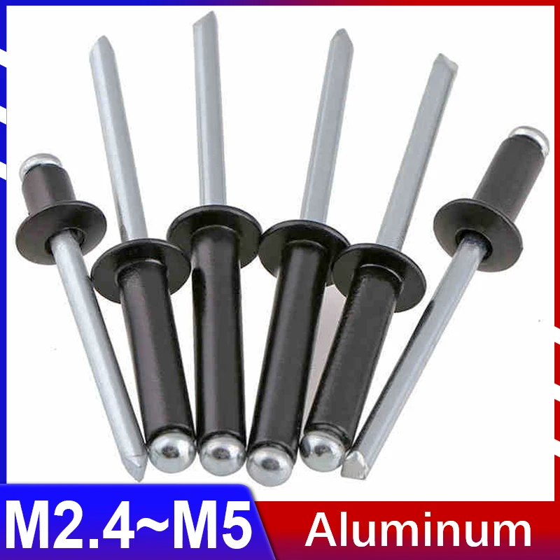 M2.4 M2.8 M3 M3.2 M4 M5 M6 Electroplating Black Aluminum Round Head Rivet Pull Anchor Blind Steel Shank Mandrel Exhaust Anchor