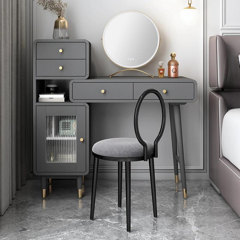 

Light luxury retractable dresser, small apartment, bedroom storage, makeup table, Nordic simple modern dressing table