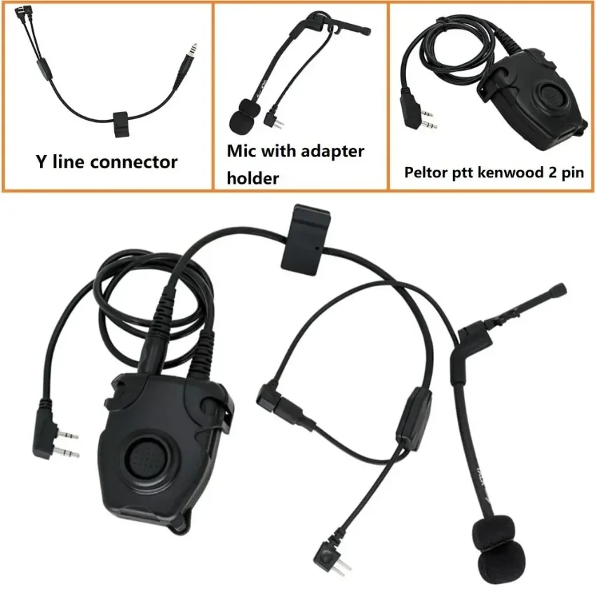 

Tactical Mic Y-Line Kit Headset Adapter Compatible With COMTA I II III XPI IPSC Version Headphone for hunting Airsoft sport