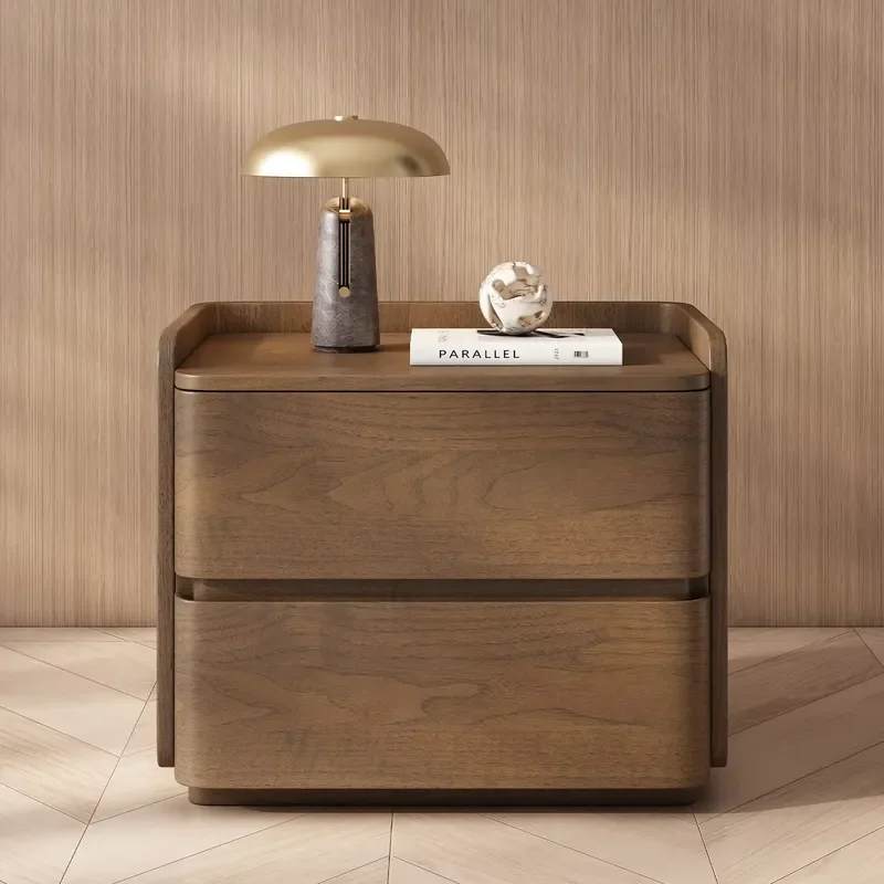 Modern Solid Wood Bedside Table Wooden House Style Nightstand with Storage Space Simple Bedroom Furniture Home Decor Accent