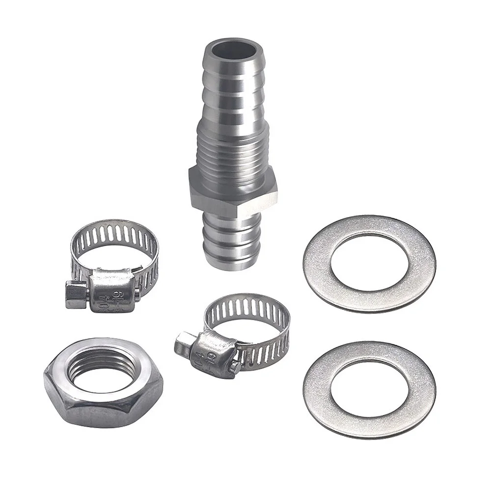 Car Accessories 1/2 Inch Hose Barb Stainless Steel Through Panel Mount Double Ended Straight Pipe Fitting Adapter