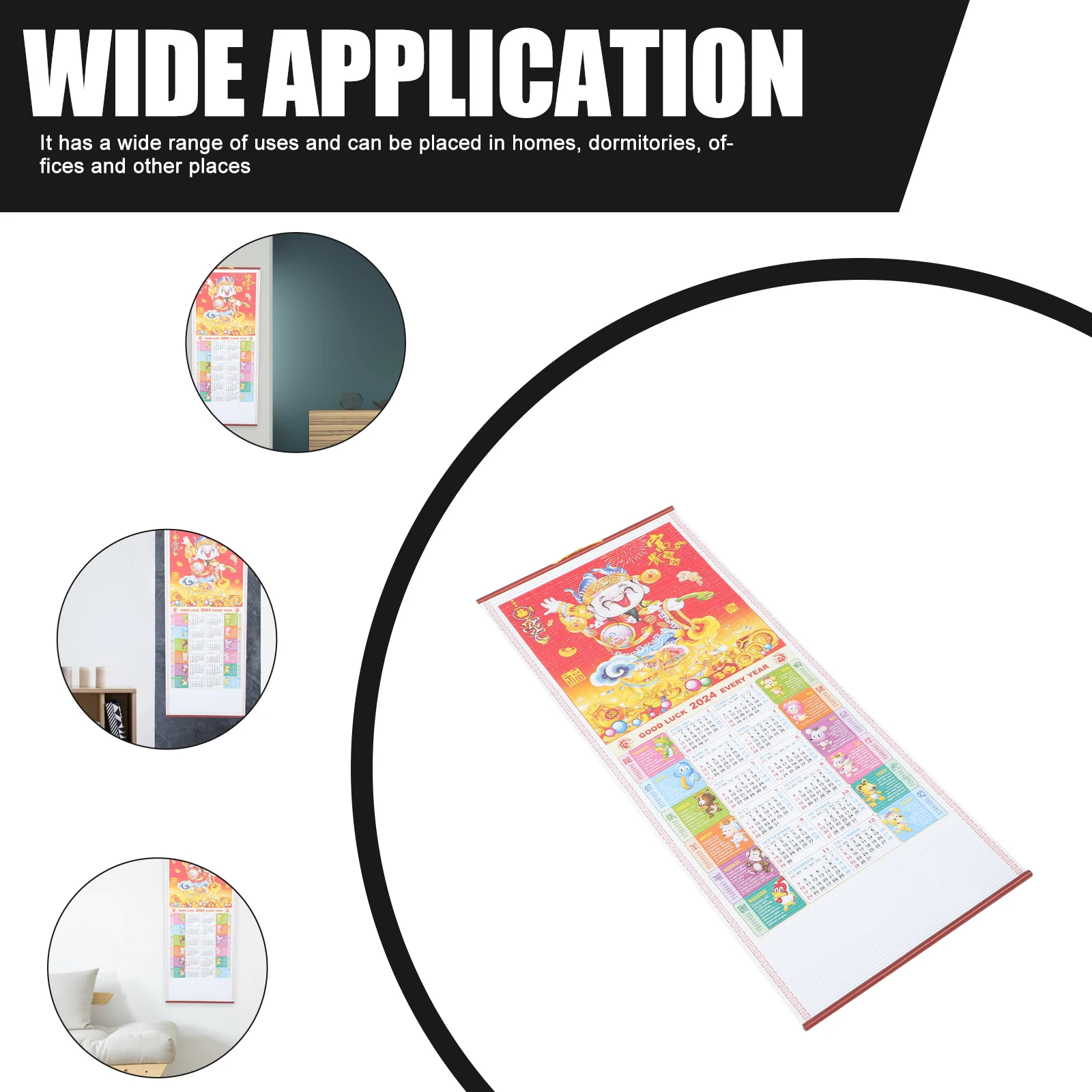 

2024 Zodiac Wall Calendar Planner Hanging Yearly Monthly Large Calendars Thickened Materials Lunar Date Traditional