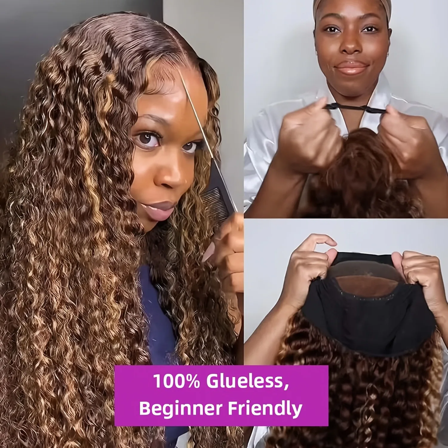 البرازيلي الشعر البشري 4/27 الملونة مجعد فضفاض موجة عميقة الدانتيل الباروكة الأمامية أومبير تسليط الضوء على 13x4 الدانتيل الجبهة الباروكات للنساء