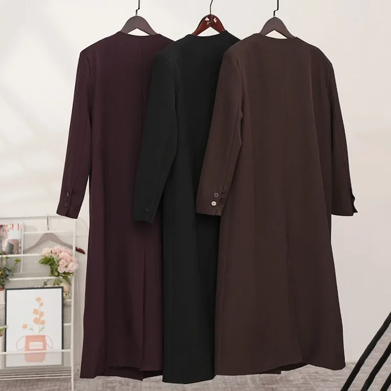 SuperAen Splicing Long-sleeved Single-breasted Long Trench Coat Loose Women's 2024 Autumn and Winter New Trench Coat