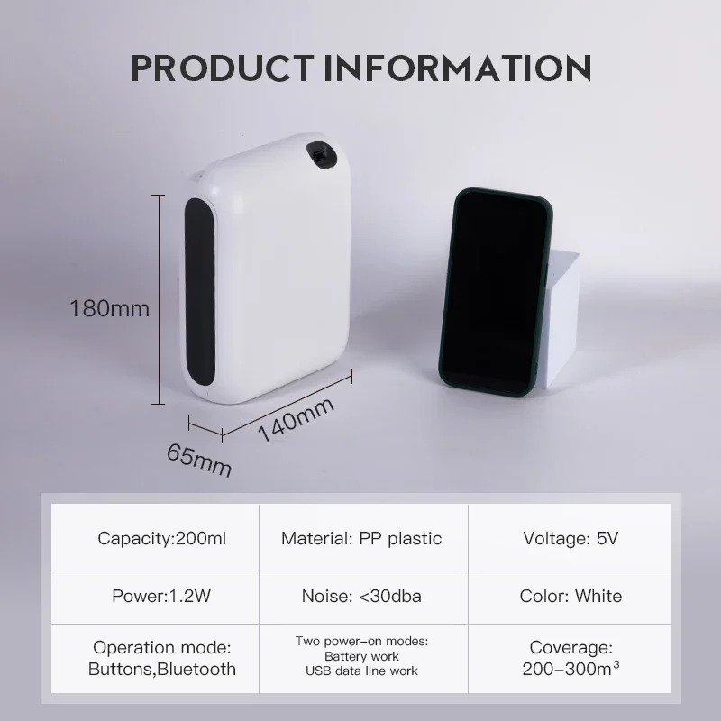 NAMSTE 200~300m³ Battery Essential Oil Diffuser Wall Hanging Home Aromatic Fragrance Device Automatic Air Freshener For Hotel