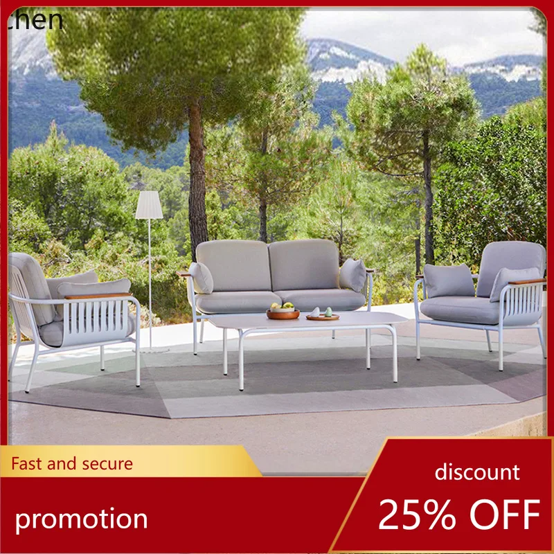 ZML Outdoor Sofa Courtyard Villa Outdoor Balcony Leisure Sofa Small Tea Set Hotel Garden Terrace Furniture