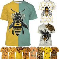 Newest Bee 3D T-shirt Summer Personality Honeycomb Bee Printed Short-sleeved Hip-hop Harajuku Unisex Honey T-shirt Graphic Tees