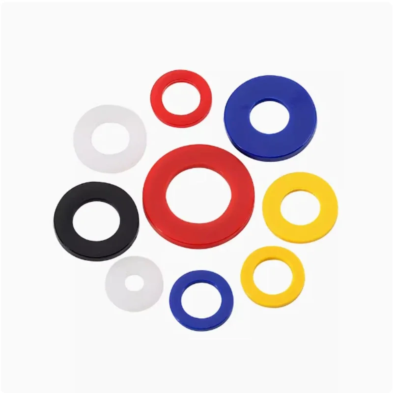 M2-M20 Nylon Flat Washers Plastic Spacer Black/White/Red/Blue/Yellow Insulation Waterproof Sealing Hard Gaskets For Screw Bolts