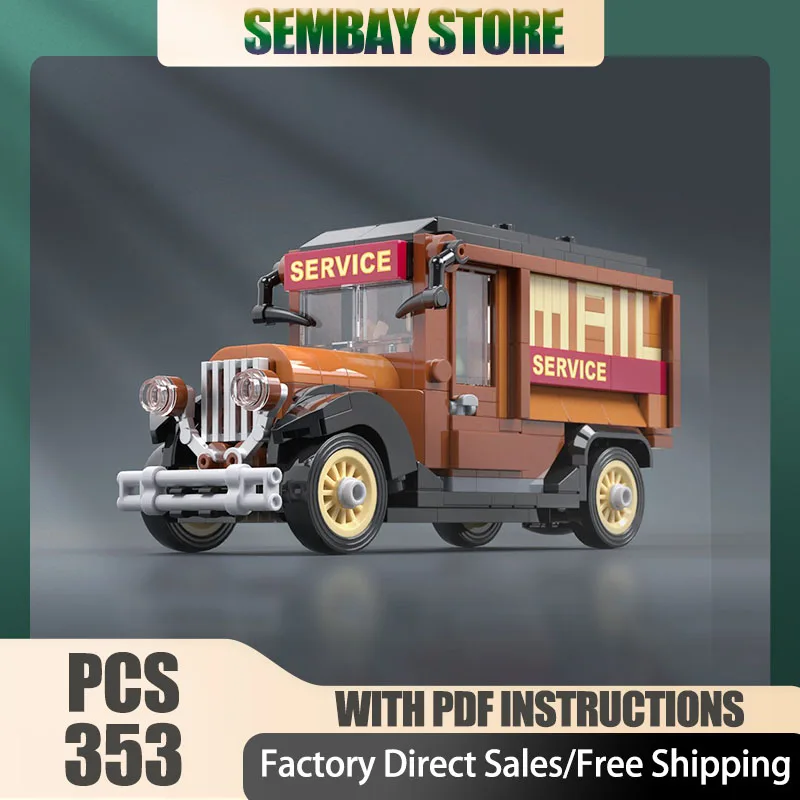 

Urban Automobile Transportation Moc Building Brick Modular Mail Truck Technology Blocks Christmas DIY Toy Construction Gifts