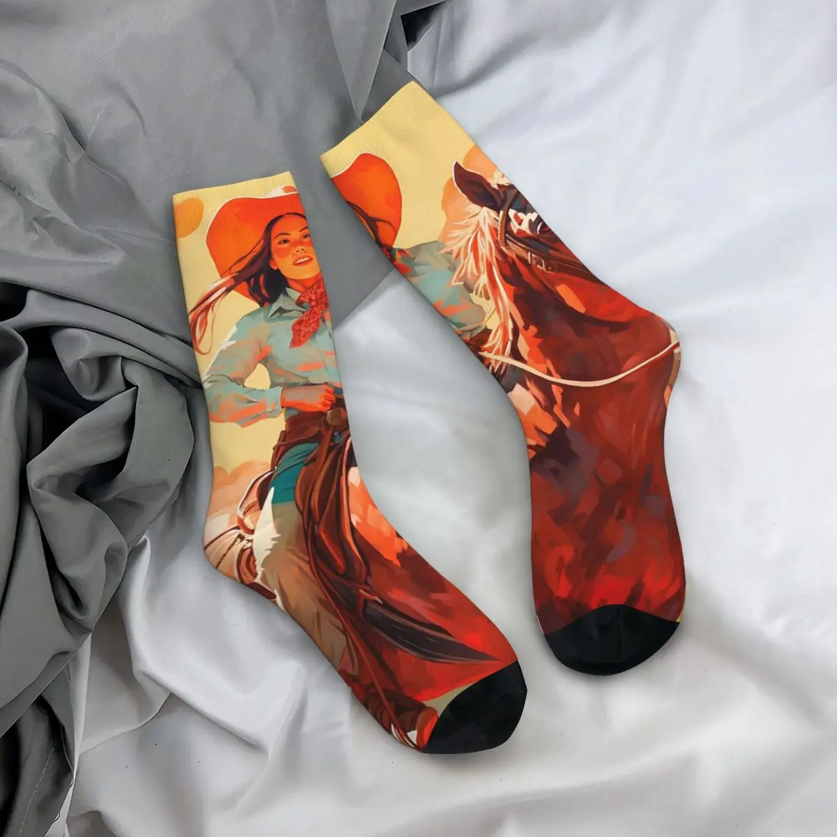 

Носки на все случаи жизни с принтом в стиле Дикого Запада и ковбойских мотивах, повседневные длинные носки для мужчин и женщин, подарки на День святого Валентина