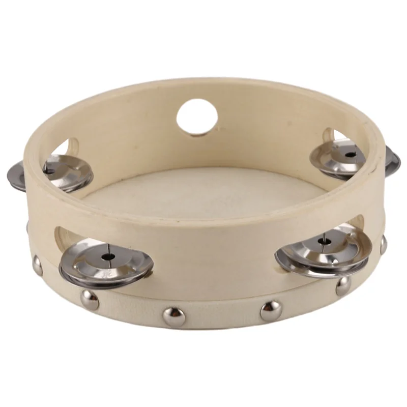 XSXS-6Pcs 6In باليد الدف طبل جرس المعادن الأناشيد قرع الموسيقية لألعاب الأطفال حفلة KTV