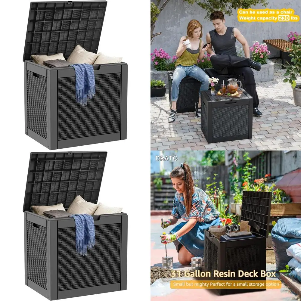 

31 Gallon Waterproof Outdoor Storage Box for Patio Cushions and Garden Tools - Black