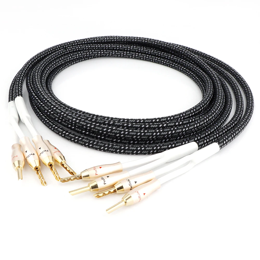 

Pair Preffair OCC Silver-Plated HIFI Speaker Cable 5µ Gold-Plated Banana to Banana Plug for CD/HIFI Systems